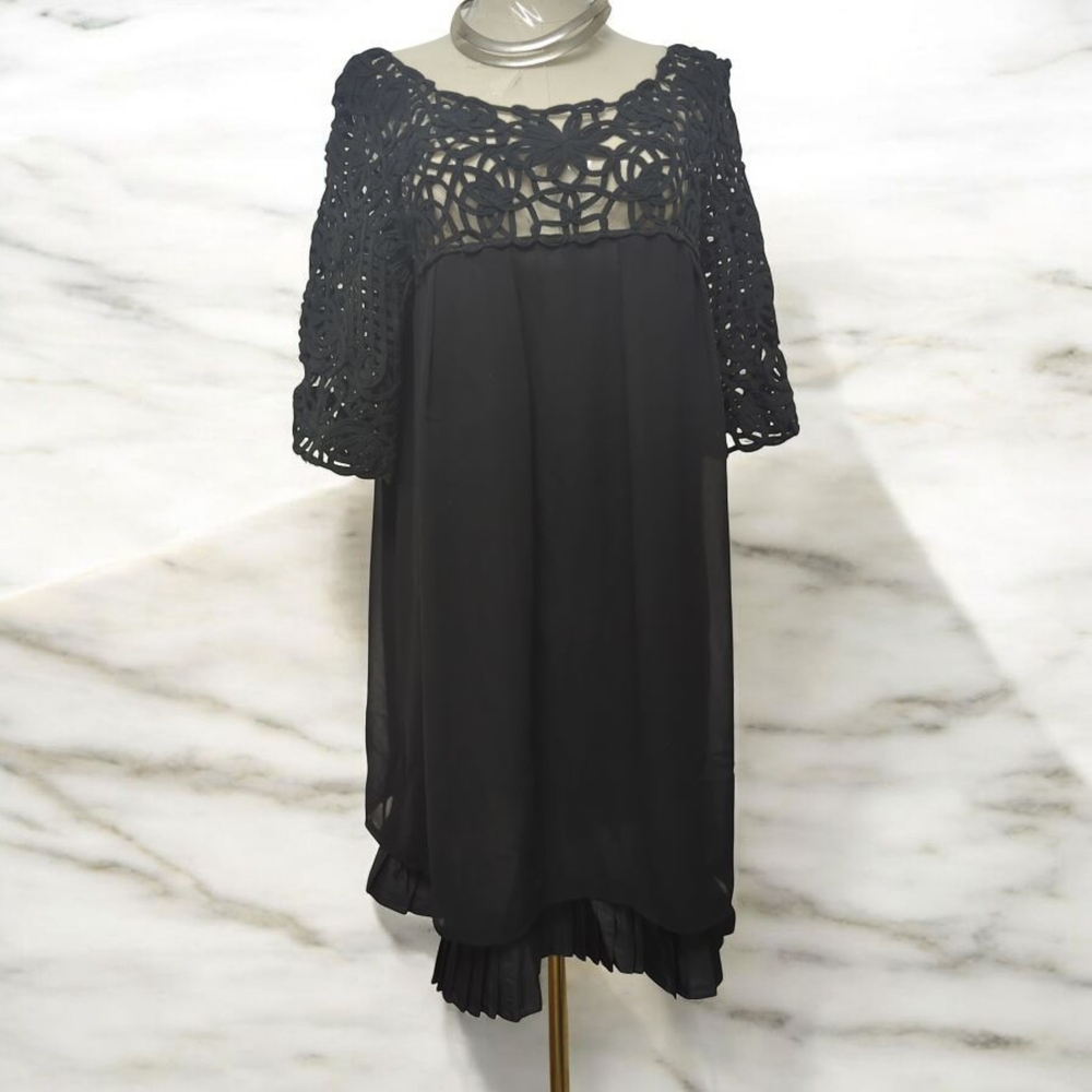 Lauren Kiyomi Elegant Black Crochet Dress Size small
